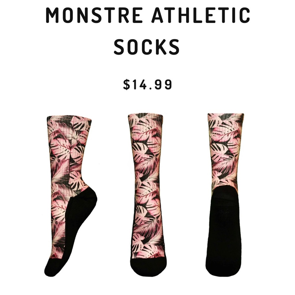 2 pairs Bobisox Athletic crew socks bundle art print floral mountains - Picture 9 of 9